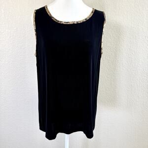 Chico's Travelers Tank Top Women's Size 3 Black Knit Stretch Pullover Blouse
